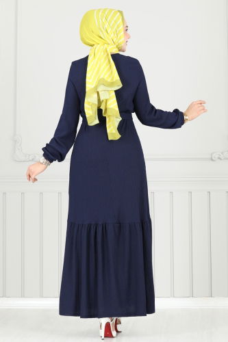 moda selvim Broş Detay Bürümcük Elbise 422DVL817 Laci - Thumbnail