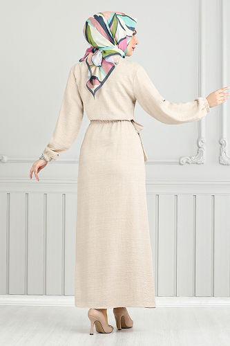 moda selvim Broş Detay Etekli Takım 4163MP930-M Taş - Thumbnail