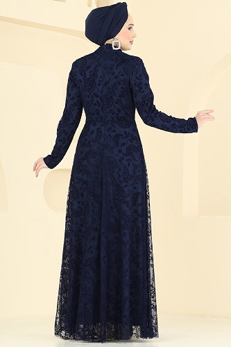 moda selvim Broş Detaylı Dantel Elbise 5805EDFK1198 Laci - Thumbnail