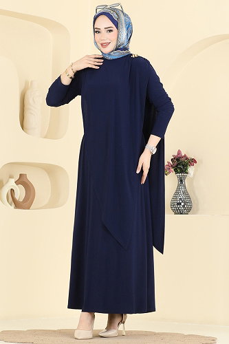 moda selvim Broş Detaylı Sandy Elbise 5640ZNN863 Laci - Thumbnail