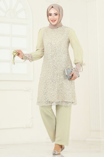 E.L.C. - Broşlu File Payet Takım 2547ELC1143 Gold