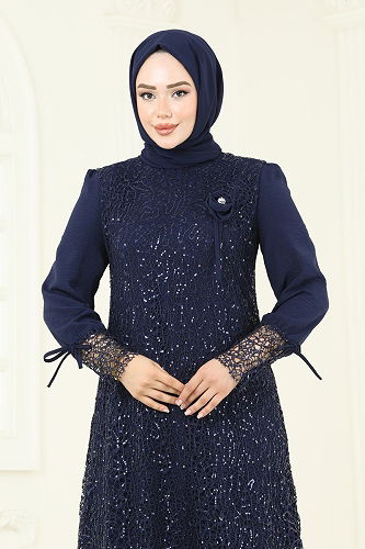 moda selvim Broşlu File Payet Takım 2547ELC1143 Laci - Thumbnail