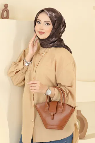 E.R.B. - Bulut Desenli Soft Eşarp Serisi 507ERB1087 Acı Kahve