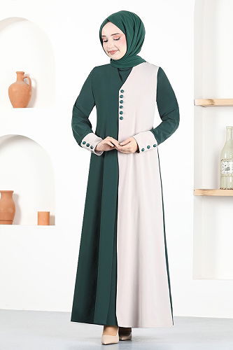 moda selvim الفستانASM2671-M الزمرد - Thumbnail