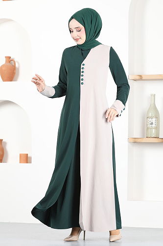 moda selvim الفستانASM2671-M الزمرد - Thumbnail