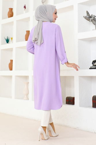 moda selvim Buttoned Aerobin Tunic MPK320 Lilac - Thumbnail