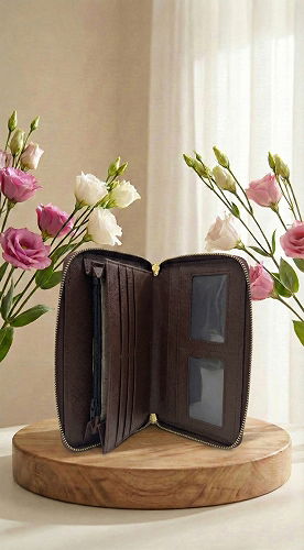 moda selvim Büyük Boy Bölmeli Cüzdan 200MERK1193 Kahve - Thumbnail