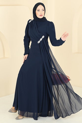 moda selvim Çapraz Drape Detaylı Abiye 5761EDF311 Laci - Thumbnail