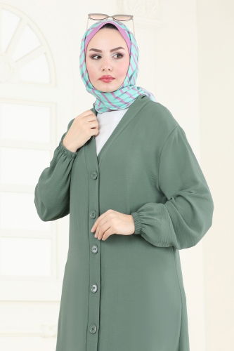 moda selvim سترة خفيفة أخضر عشبي 001MR1078 - Thumbnail