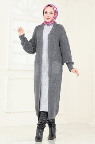 moda selvim Cardigan 100KLB1050 Anthracite - Thumbnail