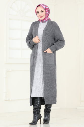 moda selvim Cardigan 100KLB1050 Anthracite - Thumbnail