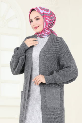 moda selvim Cardigan 100KLB1050 Anthracite - Thumbnail