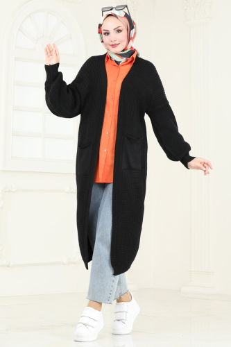 moda selvim Cardigan 100KLB1050 Black - Thumbnail