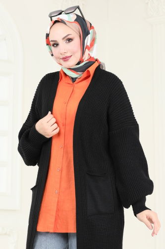 moda selvim Cardigan 100KLB1050 Black - Thumbnail