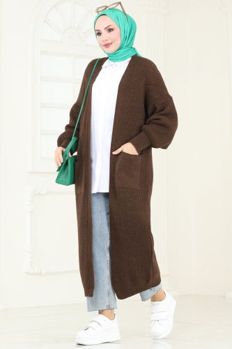 moda selvim Cardigan 100KLB1050 Brown - Thumbnail