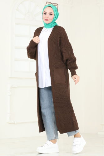 moda selvim Cardigan 100KLB1050 Brown - Thumbnail