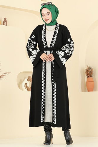 moda selvim Cardigan 10493KL398 Black - Thumbnail
