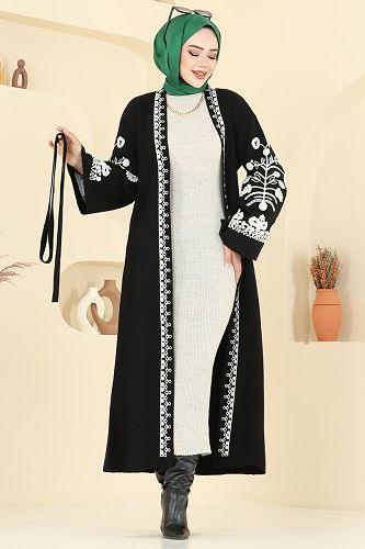 moda selvim Cardigan 10493KL398 Black - Thumbnail