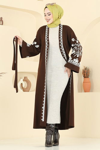 moda selvim سترة خفيفة بني 10493KL398 - Thumbnail