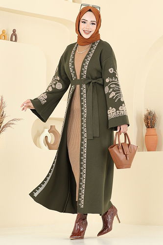 moda selvim Cardigan 10493KL398 Khaki - Thumbnail
