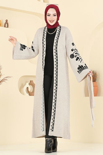 moda selvim Cardigan 10493KL398 Stone - Thumbnail