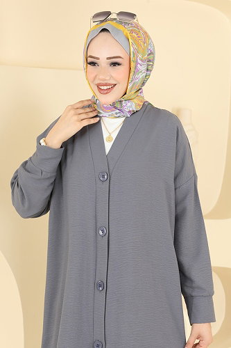 moda selvim Cardigan 2001ARL1089 Gray - Thumbnail