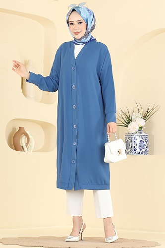 moda selvim Cardigan 2001ARL1089 Indigo - Thumbnail