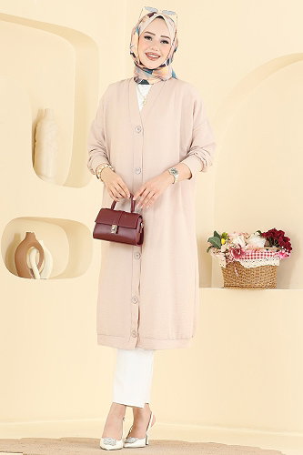 moda selvim سترة خفيفة بيج 2001ARL1089 - Thumbnail
