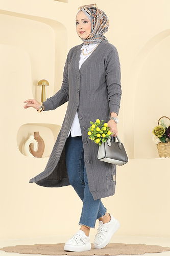 moda selvim Cardigan 200BO429 Anthracite - Thumbnail