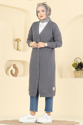 moda selvim Cardigan 200BO429 Anthracite - Thumbnail
