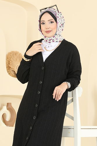 moda selvim Cardigan 200BO429 Black - Thumbnail
