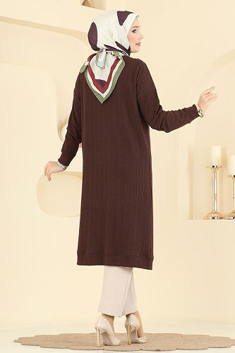moda selvim Cardigan 200BO429 Brown - Thumbnail