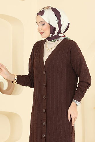 moda selvim Cardigan 200BO429 Brown - Thumbnail