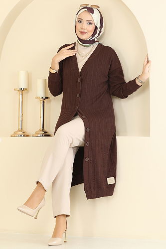 moda selvim Cardigan 200BO429 Brown - Thumbnail