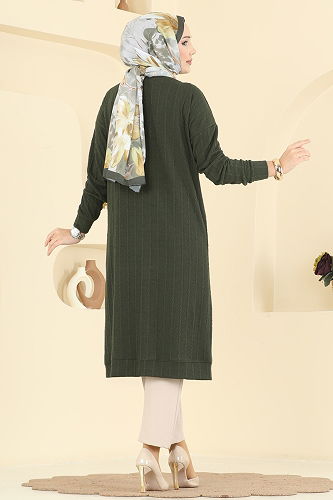 moda selvim Cardigan 200BO429 Khaki - Thumbnail