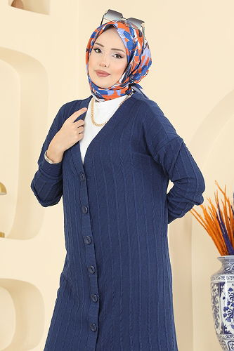 moda selvim Cardigan 200BO429 Navy Blue - Thumbnail