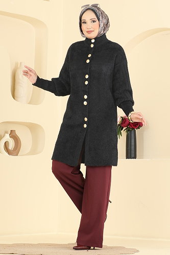moda selvim Cardigan 202610FNM1211 Black - Thumbnail