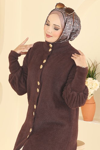 moda selvim Cardigan 202610FNM1211 Brown - Thumbnail