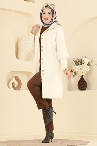 moda selvim Cardigan 202610FNM1211 Stone - Thumbnail