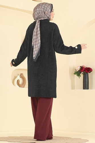 moda selvim Cardigan 202648FNM1211 Black - Thumbnail