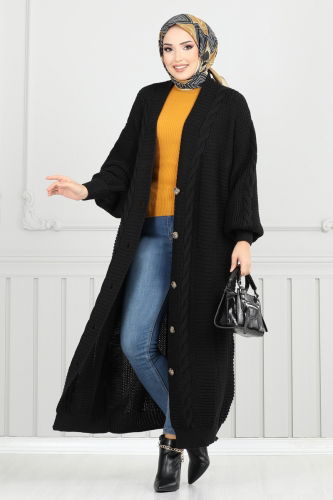 moda selvim Cardigan 20495ETT926 Black - Thumbnail