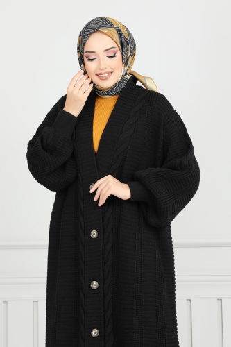 moda selvim Cardigan 20495ETT926 Black - Thumbnail