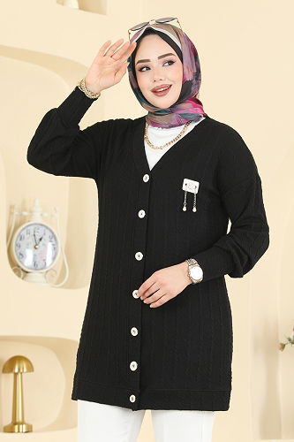 moda selvim Cardigan 204BO429 Black - Thumbnail