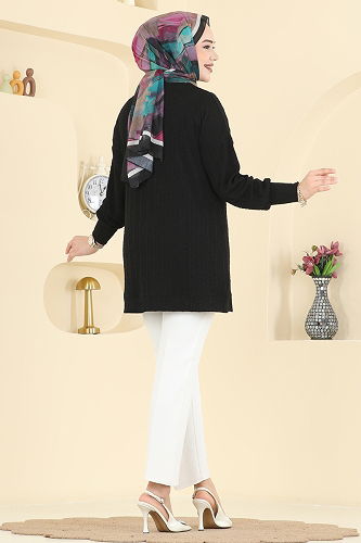 moda selvim Cardigan 204BO429 Black - Thumbnail
