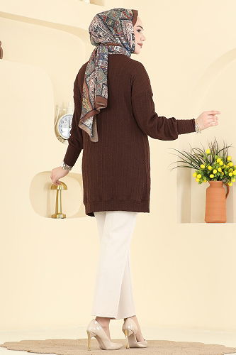 moda selvim Cardigan 204BO429 Brown - Thumbnail