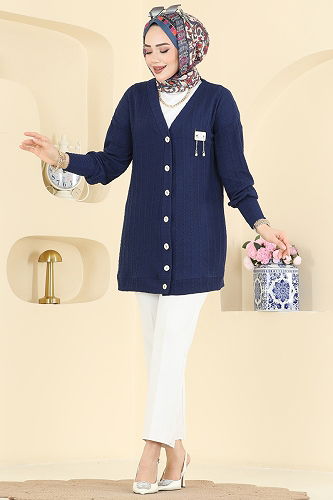 moda selvim Cardigan 204BO429 Navy Blue - Thumbnail