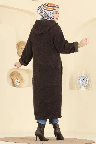 moda selvim Cardigan 2147LYD1165 Dark Brown - Thumbnail