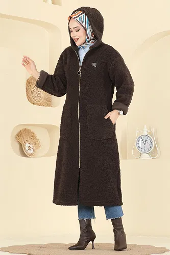 moda selvim Cardigan 2147LYD1165 Dark Brown - Thumbnail