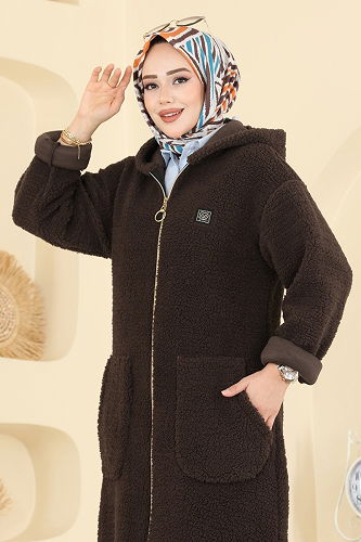 moda selvim سترة خفيفة بني غامق 2147LYD1165 - Thumbnail