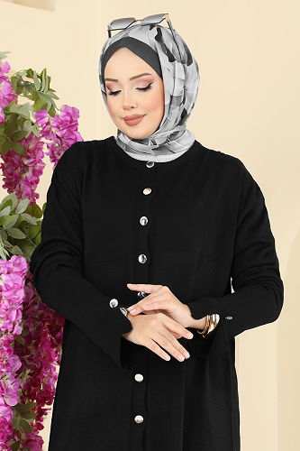 moda selvim Cardigan 2437UZ662 Black - Thumbnail